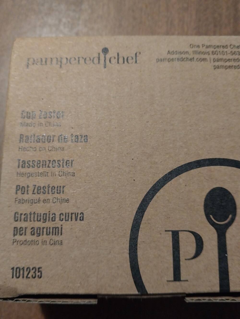Pampered Chef Brown Kraft Pot Zester Packaging